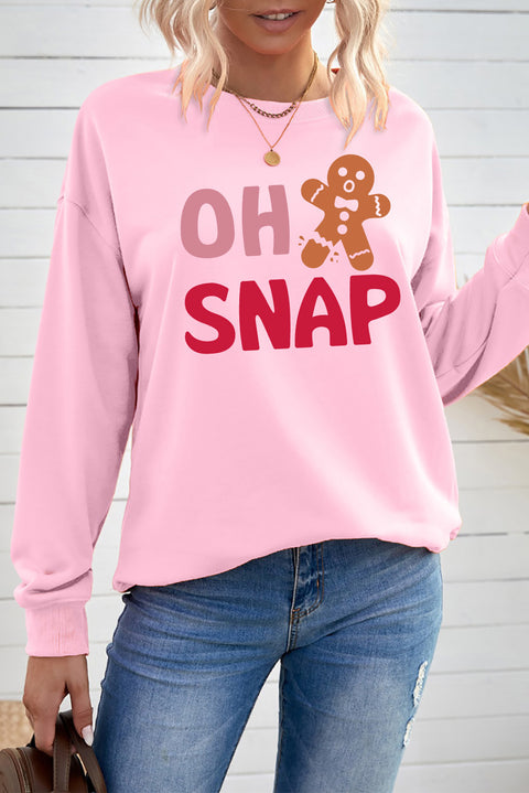 Pink OH SNAP Gingerbread Man Christmas Pullover Sweatshirt