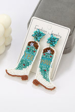 Light Blue Cowboy Boots Rice Bead Dangle Earrings