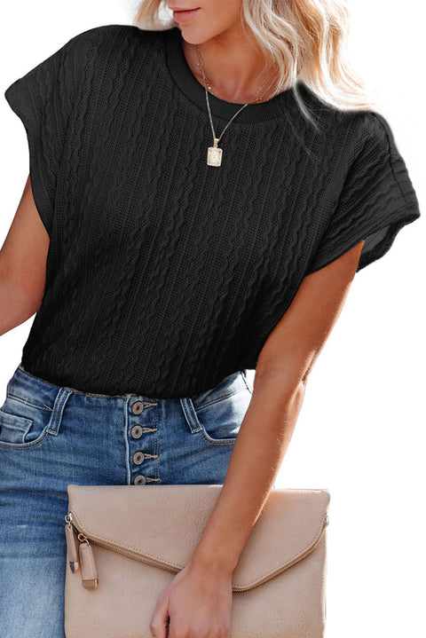 Textured Knit Short Sleeve Top