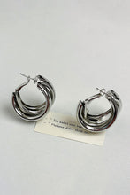 Silvery Layered Hoop Studded Earrings