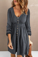 Button Up High Waist Long Sleeve Dress