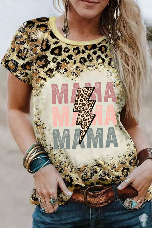 Leopard Bleached Lightning MAMA Graphic T Shirt