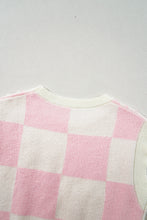 Pink Preppy Bow Detail Checkered Sweater Vest