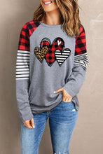 Buffalo Plaid & Stripe Splicing Long Sleeve Top