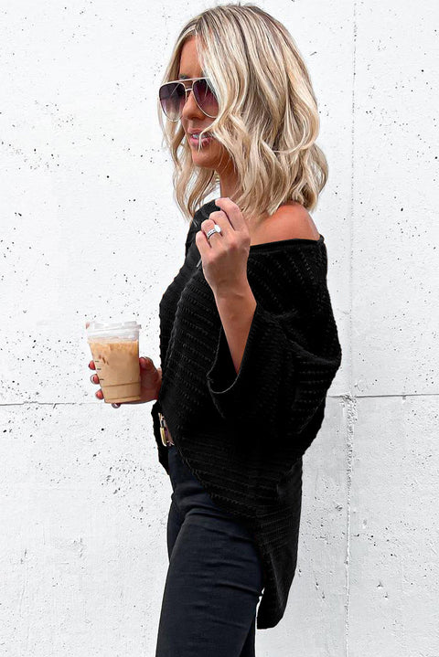 Textured Knit Drop Shoulder Tee