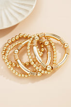 Gold Layered Plated Alloy Beaded Elastic Bracelet Set