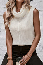 White Central Seam Cowl Neck Sweater Vest