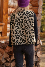 Black Leopard Print Sherpa Vest Coat