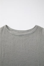 Light Grey Waffle Knit Drop Shoulder Long Sleeve Top