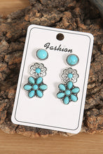 Sea Green 3 Pairs Western Turquoise Stud Earrings