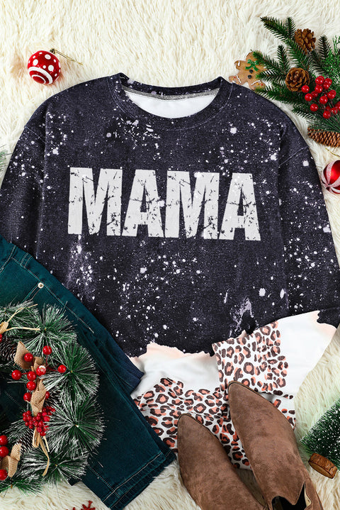 Snowy Christmas Graphic Leopard Bleached Sweatshirt