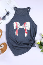 Blue Baseball Bow Knot Print Slim Fit Crewneck Tank Top