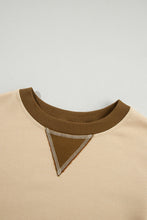 Apricot Color Block Thumbhole Sleeve Drop Shoulder Sweatshirt