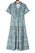 Paisley Print Boho Holiday Ruffle Tiered Maxi Dress