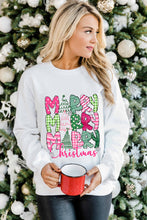 Beige MERRY Christmas Printed Drop Shoulder Pullover Sweatshirt