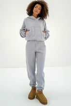 Gray Solid Exposed Seams Hoodie and Joggers Activewear Set