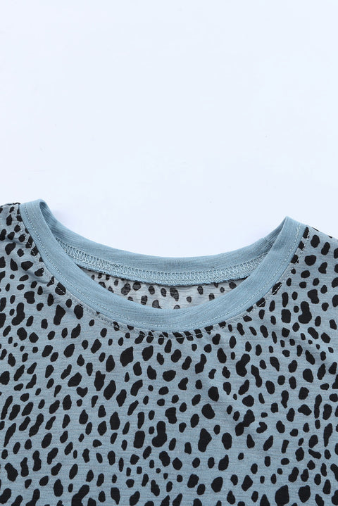 Cheetah Print O-neck Short Sleeve T Shirt