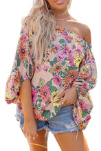 Water Painting Flowers Puff Sleeve Blouse