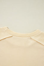 Beige Splicing Round Neck Pullover Sweatshirt