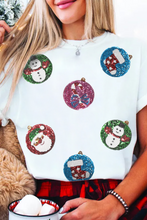 White Sequin Patterned Christmas Light Patch Round Neck Tee