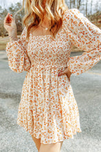 Boho Floral Smocked Puff Sleeve Mini Dress