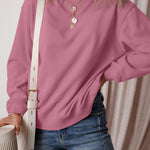 Meadow Mauve Solid Fleece Lined Drop Shoulder Terry Sweatshirt