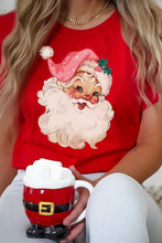 Red Christmas Santa Claus Print Crew Neck T Shirt