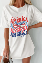 White AMERICA Star and Striped Bow Knot Graphic Tee