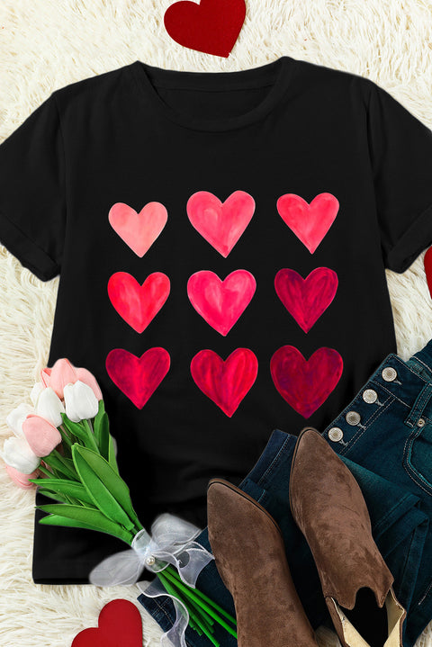 Camiseta con estampado de corazón y lentejuelas