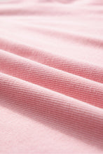 Pink Loose Drop Shoulder Ribbed Sweatshirt