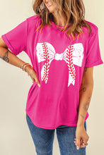 Rose Red Baseball Bowknot Graphic Casual Tee