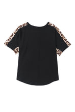 Leopard Splicing O-neck Short Sleeve T Shirt