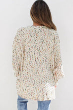 White Multicolor Dotted Rib Knit Long Sleeve Cardigan