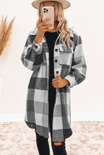 Khaki Plaid Button-Down Flap Pocket Long Shacket