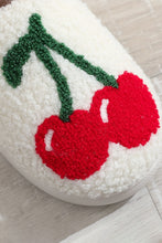 White Cute Fruit Cherry Pattern Winter Plush Slippers