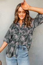 Mist Green Wild Cheetah Print Half Sleeve Shirt