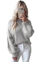 Parchment Cable Knit Sleeve Drop Shoulder Sweater