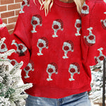 Racing Red Cheer for Christmas Round Neck Casual Sweater