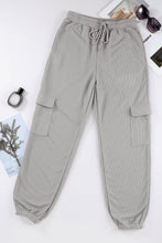 Gray Waffle Texture Cargo Pocket Jogger Pants