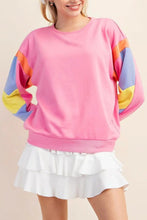 Pink Candy Colorblock French Terry Top