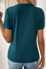 Blue Sapphire Solid Color Toothpick Stripe Round Neck T Shirt