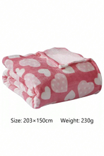 Peach Blossom Valentines Vibe Heart Print Soft Flannel Large Blanket