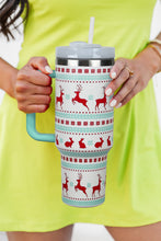 Vasos de acero inoxidable con asa y estampado navideño azul islandés 