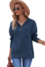 Batwing Sleeve Pocketed Henley Hoodie