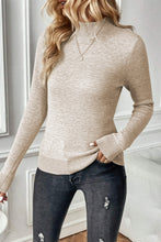 Apricot Thermal Lined Ribbed Knit Mock Neck Sweater