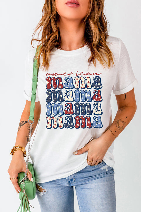 White american Star mama Graphic T Shirt