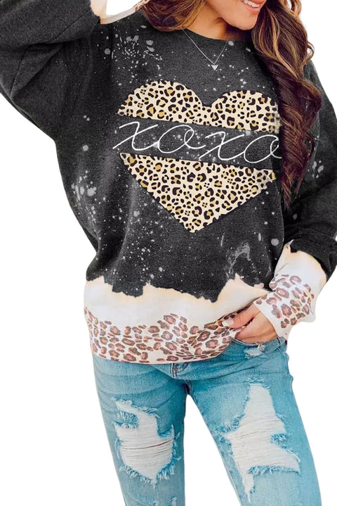 Snowy Christmas Graphic Leopard Bleached Sweatshirt