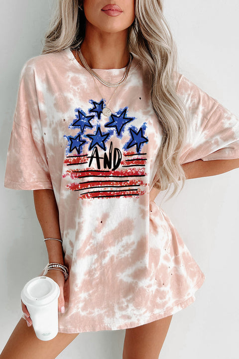 Tie-dye Round Neck Short Sleeve Top