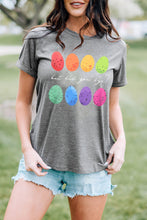 Gray Easter Eggs Print Crew Neck T Shirt