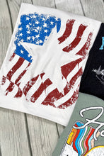 American Flag Star Graphic Print Crew Neck T Shirt